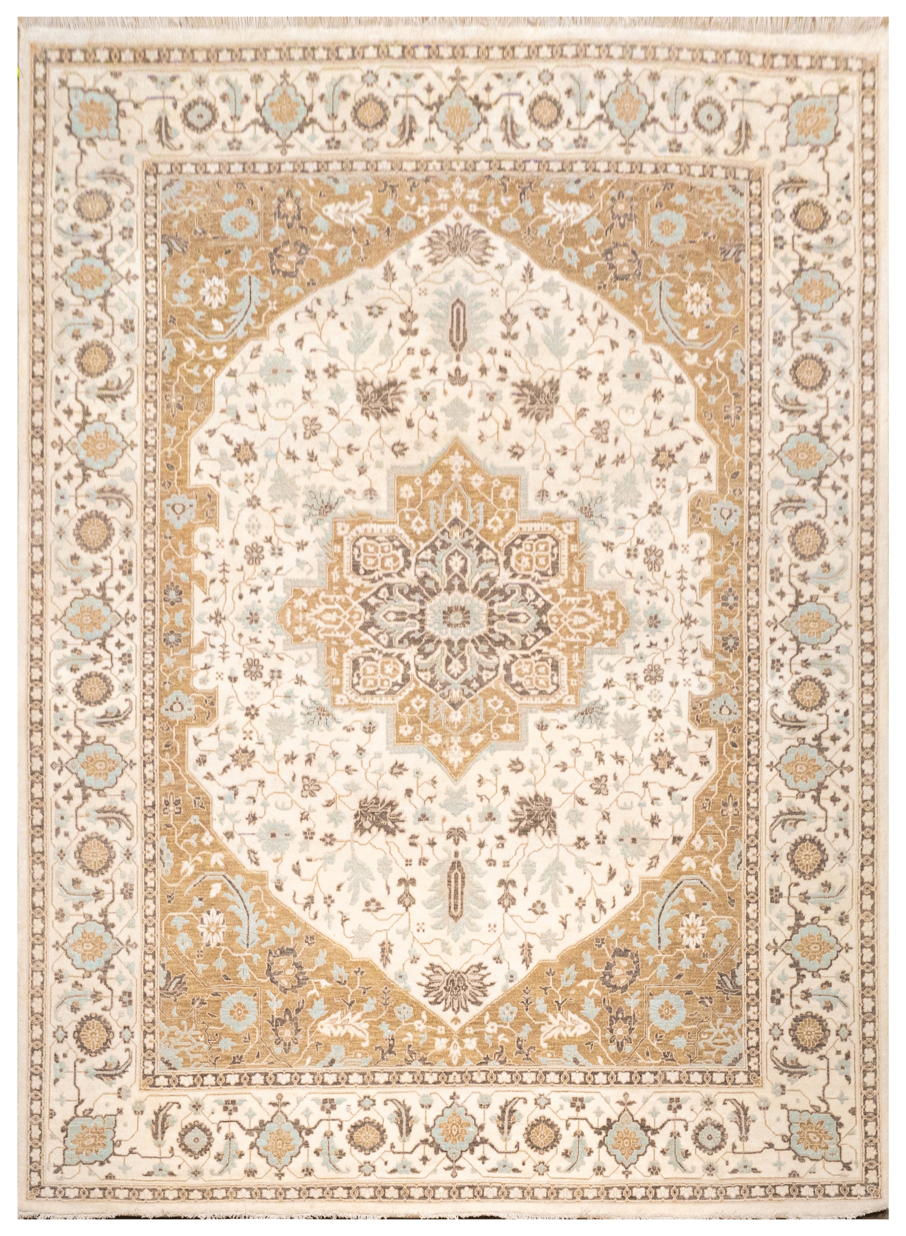 Handknotted Carpet DIA- 903 SERAPI,  Old Lace, Earth Yellow, Light Silver & Pastel Brown